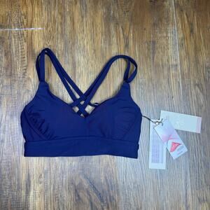 Calia XS Strappy Back Ruched bikini top opulent blue solid swim